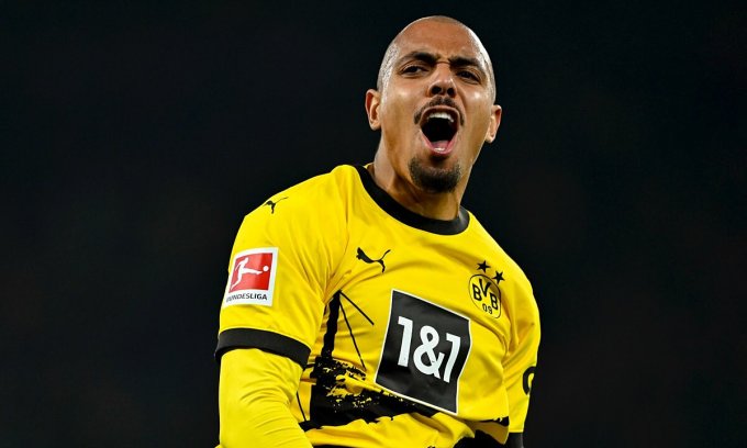 Tiền đạo Donyell Malen mừng bàn trong trận Dortmund thắng Freiburg trên sân Signal Iduna Park, vòng 21 Bundesliga tối 9/2/2024. Ảnh: Borussia Dortmund