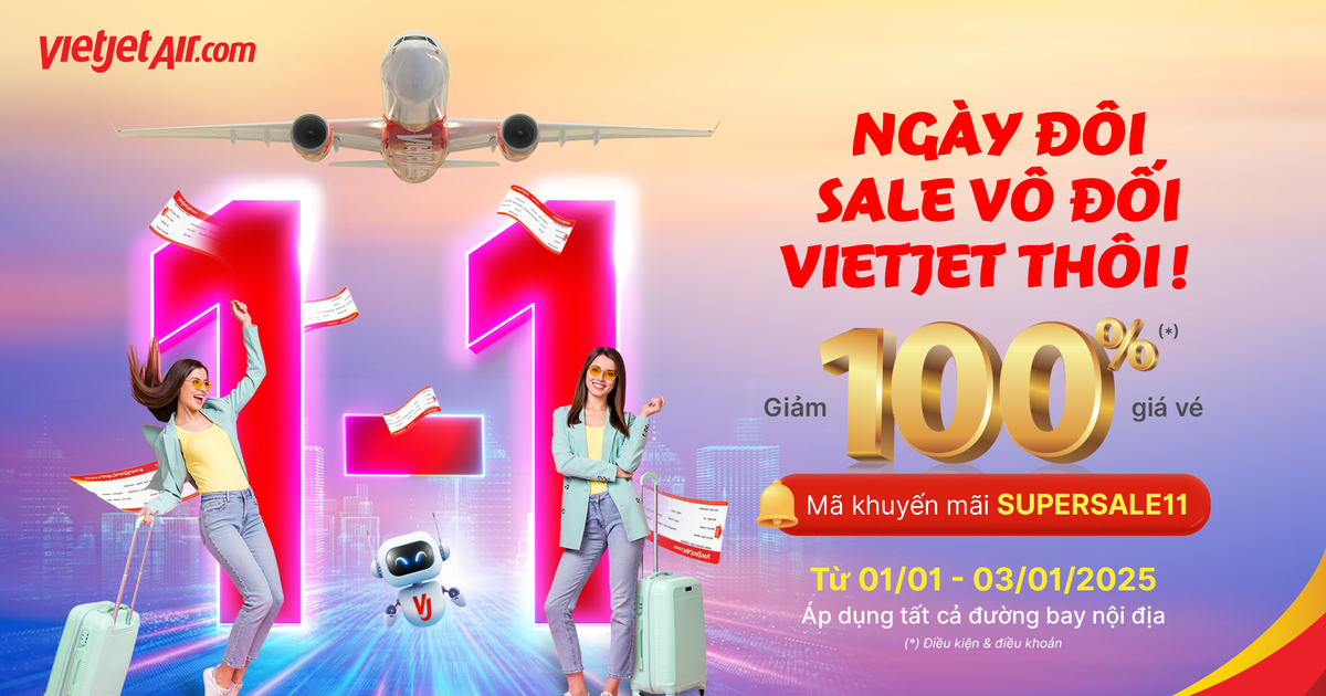 Chào năm mới 2025, du xuân may mắn cùng Vietjet với vé bay giảm 100%