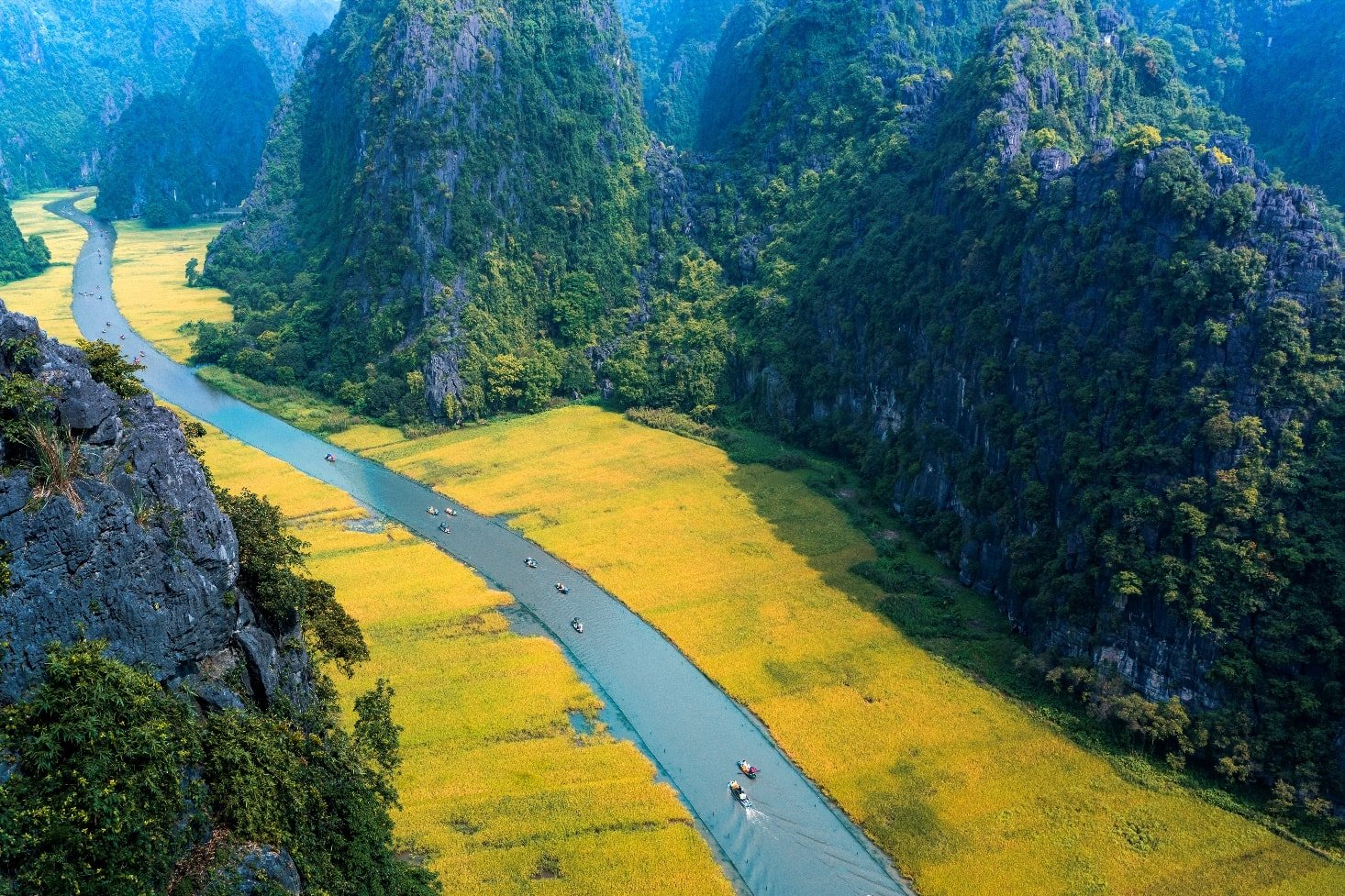 Die wunderschöne Landschaft von Trang An.