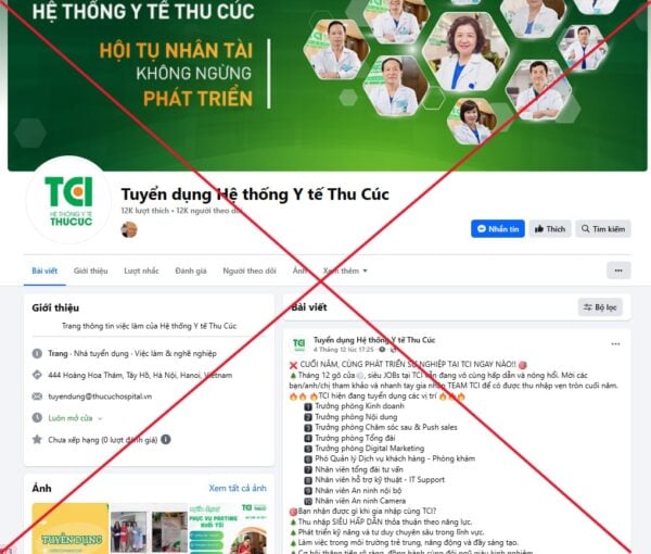 WARNING OF FAKE RECRUITMENT INFORMATION OF THU CUC TCI HEALTHCARE SYSTEM