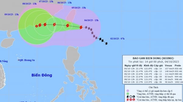 10月5日からは、暴風の中心付近で風速11～12、突風15、高波6～8メートルとなる見込み。中国の緊急対応