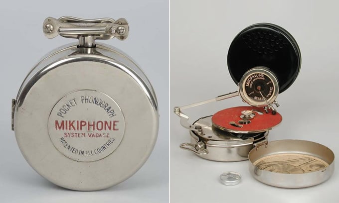 Tocadiscos de bolsillo Mikiphone. Foto: Fotos históricas raras