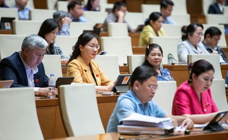 Delegados que asistieron a la sesión de trabajo en la tarde del 29 de noviembre - Foto: Quochoi.vn