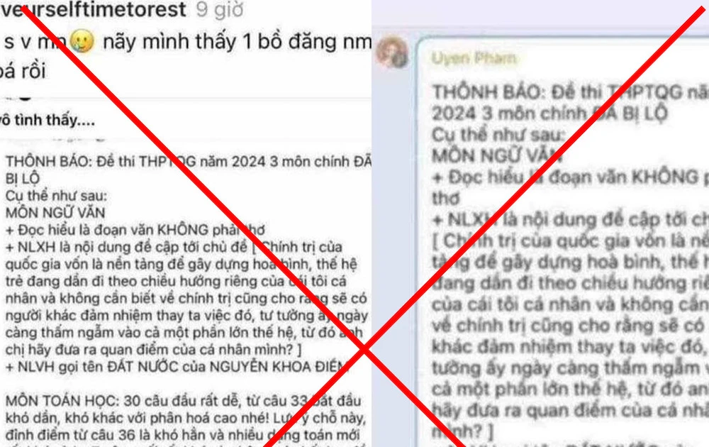 Thông tin đang lan truyền trên mạng về “lộ đề" là sai sự thật