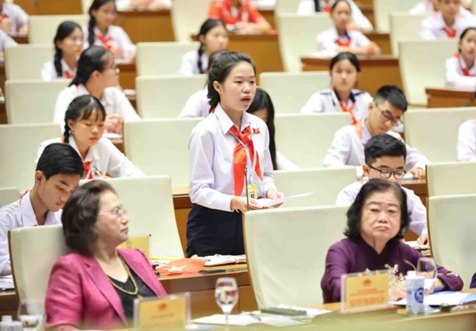 Phiên họp giả định "Quốc hội trẻ em" lần thứ 2 - năm 2024 diễn ra tại Nhà Quốc hội- Ảnh 8.