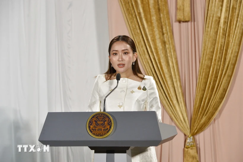 Thai Prime Minister Paetongtarn Shinawatra speaks in Bangkok. (Photo: THX/TTXVN)