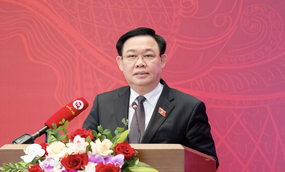 National Assembly Chairman Vuong Dinh Hue delivered a concluding speech at the Conference. Photo: Quochoi