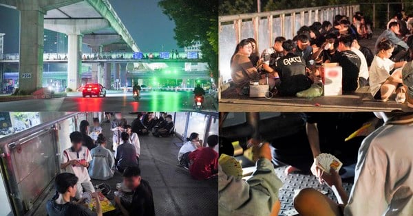 Fußgängerbrücke in nächtlichen Unterhaltungs- und Trinkort für junge Leute „umgestaltet“