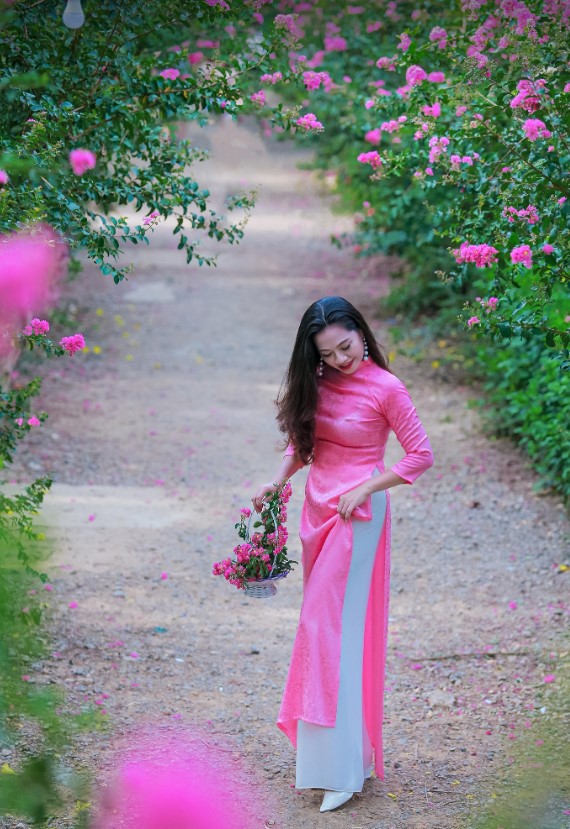 Ms. Lan Phung (a high school math teacher in Hanoi) braved the harsh summer sun to go to the wallflower garden in the morning to take photos and said: “The sun makes the flowers bloom more brightly, and the light makes the photos more beautiful, so even though I am afraid of the sun, I am willing to sacrifice for art. Standing in the middle of the garden, watching the thin-petaled wallflowers fluttering and showing off their pink color in the summer sun feels great.” Photo: Lan Phung Nguyen