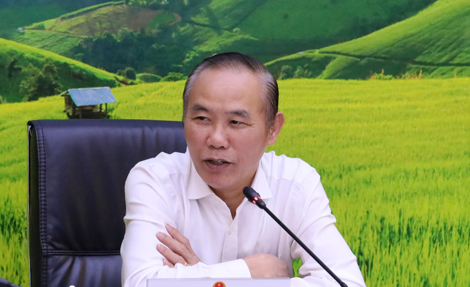 El viceministro de Agricultura y Desarrollo Rural, Phung Duc Tien, habló en la reunión. Foto: Phuong Linh.