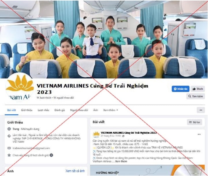 Einige soziale Netzwerke nutzen illegal Bilder von Vietnam Airlines, um Berufserfahrungsprogramme in der Luftfahrt zu bewerben und zu verkaufen.