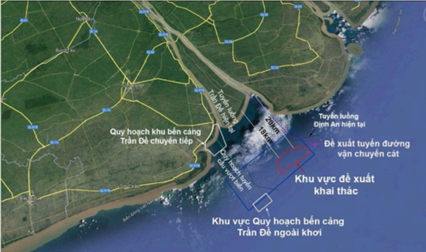 砂の採掘が提案されている地域は海岸から約18～20km離れています。