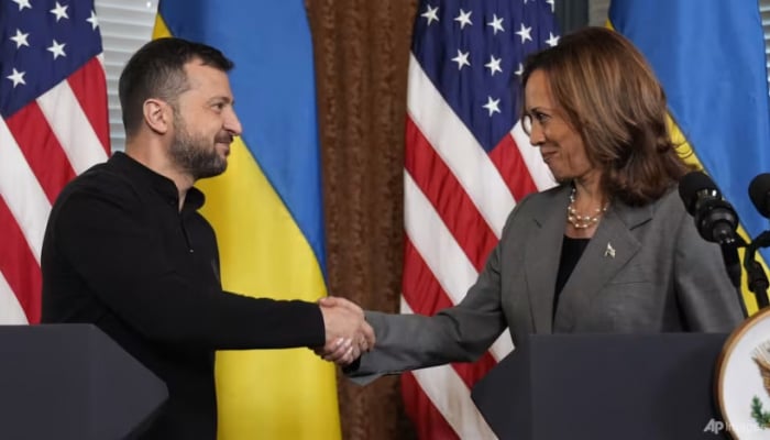 Ms. Harris criticized Mr. Trump's policy of letting Ukraine 'surrender'