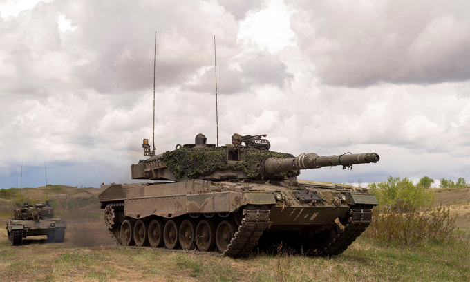 Kanadische Panzerübung mit Leopard 2A4 in Wainwright, Alberta, Mai 2017. Foto: Reuters