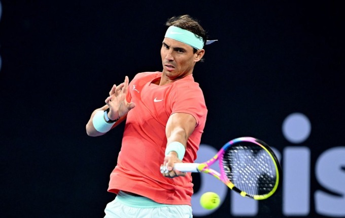 Nadal during his first round men's doubles match at the Brisbane International at Pat Rafter Arena, Australia. Photo: Reuters