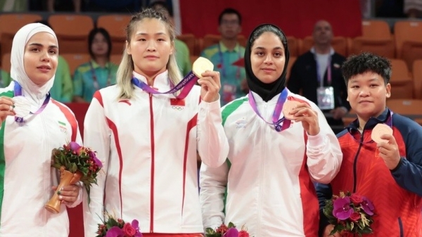 Die Kurash-Kämpferin Vo Thi Phuong Quynh gewann eine Bronzemedaille; Vietnamesischer Rattanball im Halbfinale