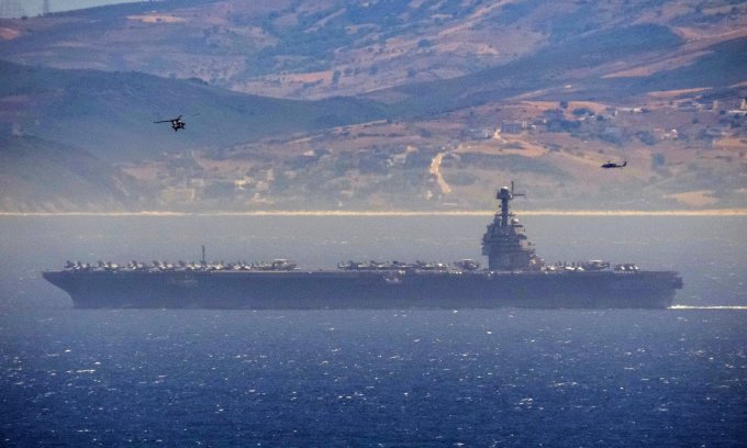 USS Gerald R. Ford проходит через Гибралтарский пролив и входит в Средиземное море 15 июня. Фото: X/Maritimegraphy