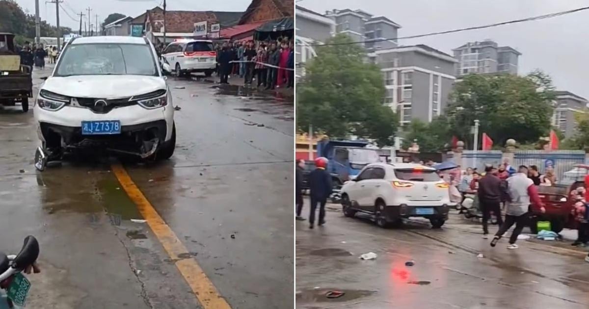 Auto rast in Grundschüler in China, viele Verletzte