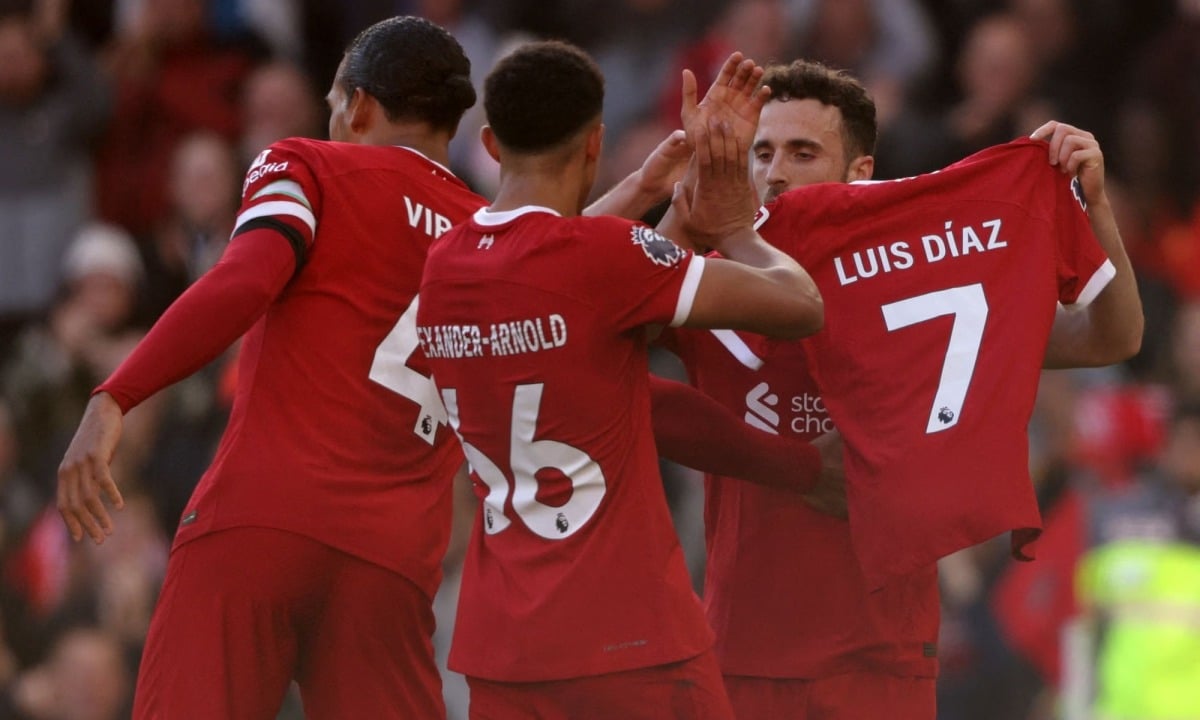 The trio of strikers helped Liverpool win big