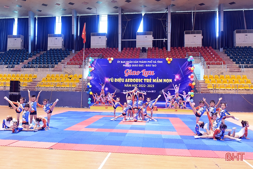 Ha Tinh preschool children are adorable in aerobic dance