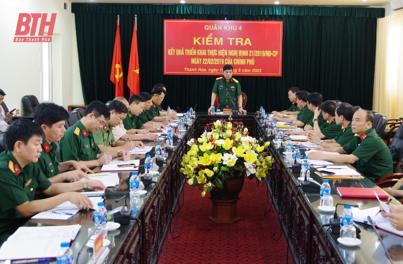 Military Region 4 inspects the implementation results of Decree 21 of the Government in Thanh Hoa