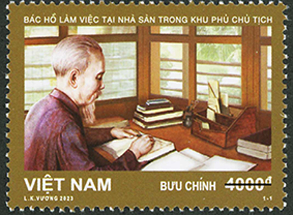 phat hanh bo tem buu chinh nha san bac ho trong khu phu chu tich hinh 1