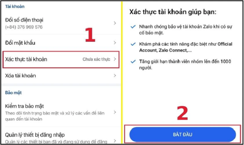 Xác thực tài khoản Zalo, tăng tính bảo mật