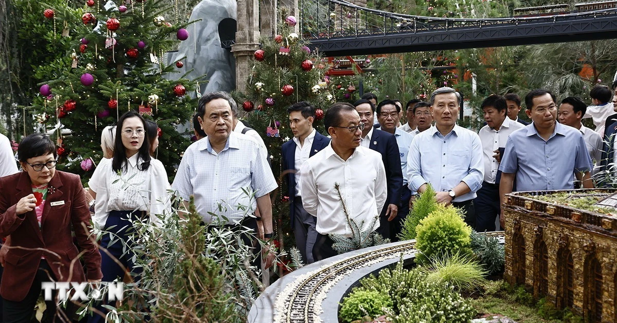 Le président de l'Assemblée nationale et son épouse visitent les jardins de la baie de Singapour