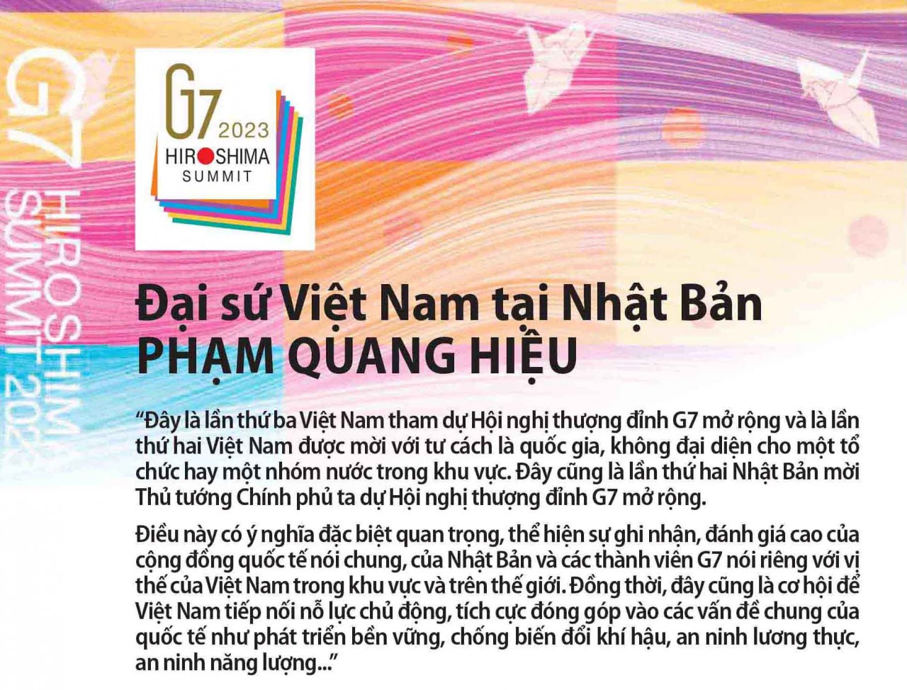 Dấu ấn Việt Nam tại Hội nghị Thượng đỉnh G7 mở rộng 2023