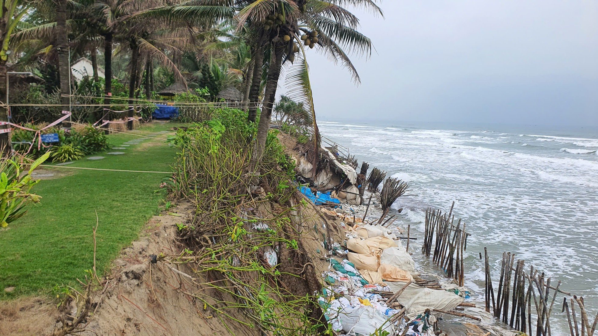 Primer plano del deslizamiento de tierra en la playa de Hoi An que obligó a declarar el estado de emergencia (foto 5)