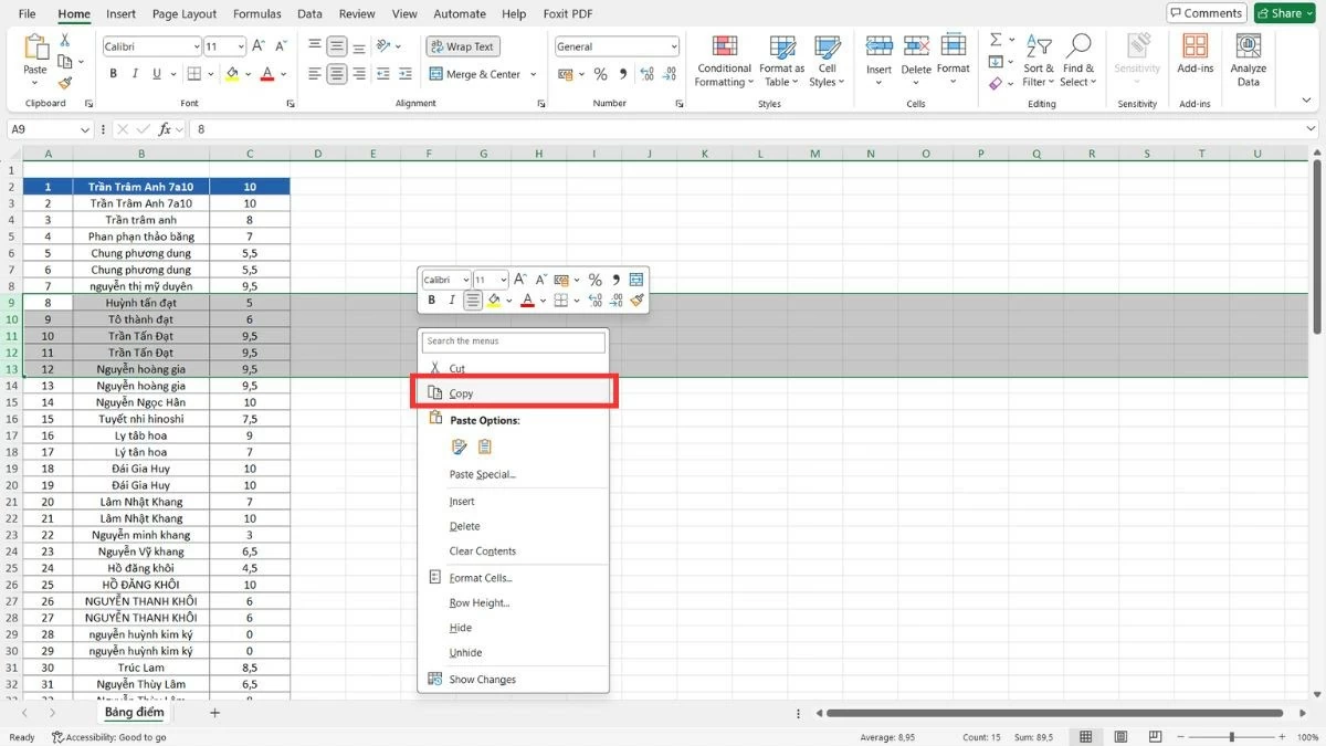 Cách di chuyển cột trong Excel nhanh chóng và tiện lợi