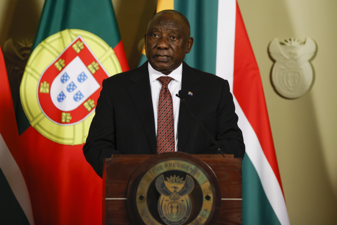 Tổng thống Nam Phi Cyril Ramaphosa tại cuộc họp báo ở Pretoria ngày 6/6. Ảnh: AFP