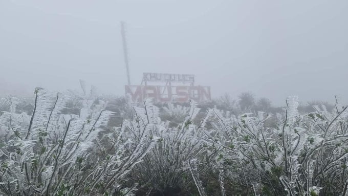 Mau Son peak covered in white ice. Photo: Minh Chuyen