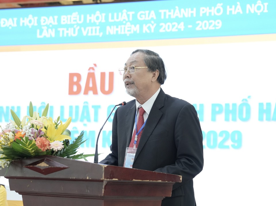 M. Nguyen Hong Tuyen, président du Barreau de Hanoi, septième session, 2018-2024, s'exprimant lors du Congrès