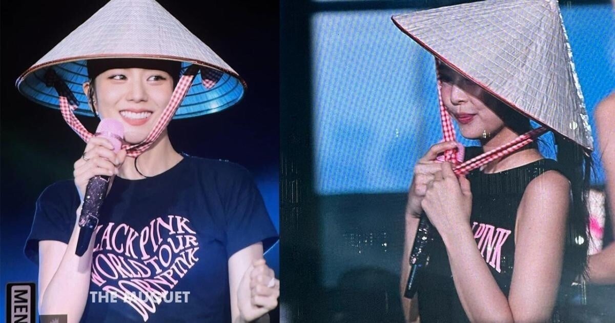 BlackPink muestra fotos de ellas mismas usando sombreros cónicos, agradeciendo y viendo nuevamente al público vietnamita