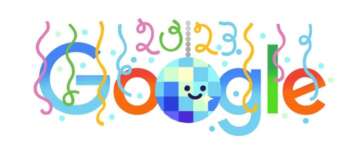 Google Doodle ändert das Symbol, um Silvester zu begrüßen.