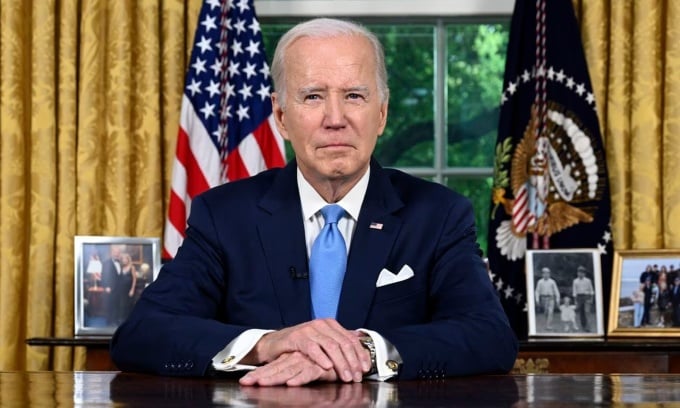 Le président Joe Biden s'exprime depuis le bureau ovale de la Maison Blanche à Washington le 2 juin. Photo : AP