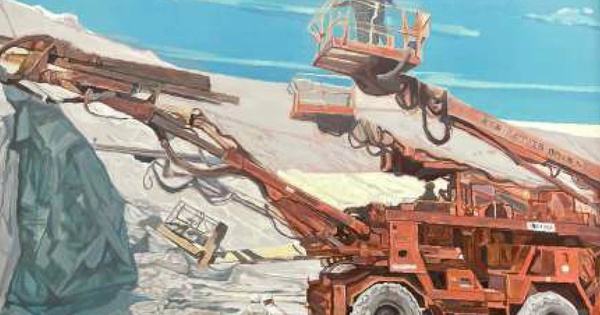 Impressive paintings of "sunshine and wind at construction site"