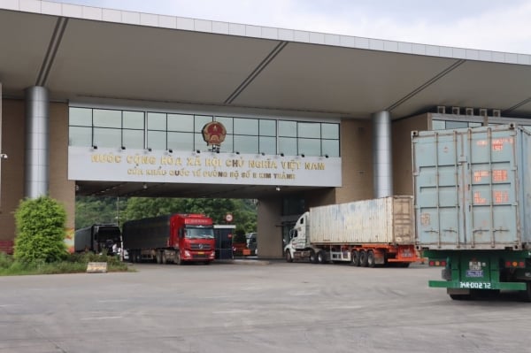 Lao Cai border gate is bustling on the first day of the new year