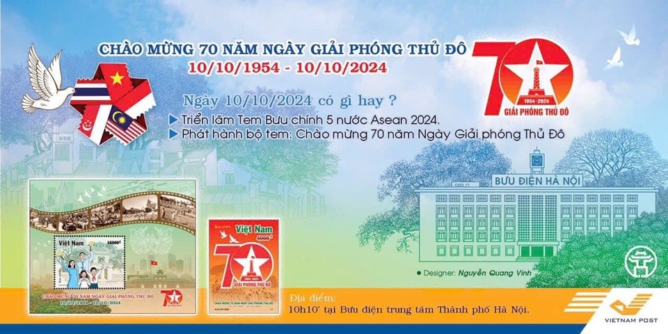 Phát hành bộ tem chào mừng 70 năm ngày Giải phóng Thủ đô