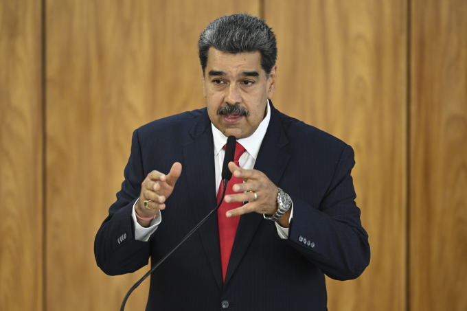 Tổng thống Venezuela Nicolas Maduro phát biểu tại Cung Planalto ở Brasilia ngày 29/5/2023. Ảnh: AFP