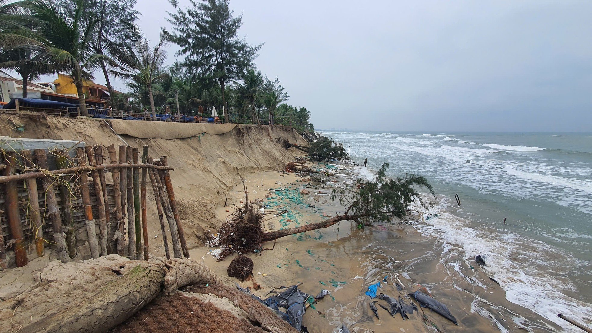 Primer plano del deslizamiento de tierra en la playa de Hoi An que obligó a declarar el estado de emergencia (foto 2)