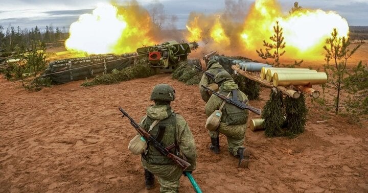 Une batterie d'artillerie de l'armée russe.