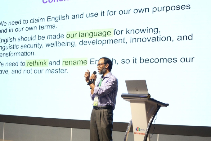 Assoc. Prof. Obaid Hamid (University of Queensland, Australia) presented at the plenary session of FCLE 2024. Photo: FPT Education Organization