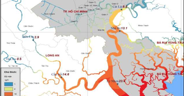 Eindringendes Salzwasser „greift“ das Mündungsgebiet von Ho-Chi-Minh-Stadt an