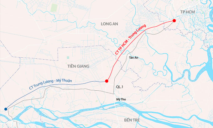 Ruta de la autopista Ciudad Ho Chi Minh - Trung Luong. Gráficos: Dang Hieu