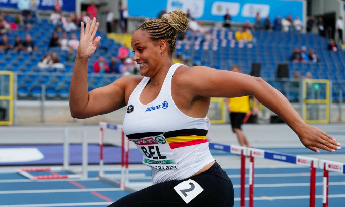 Boumkwo im 100-Meter-Hürdenlauf der Frauen bei den Leichtathletik-Mannschaftseuropameisterschaften am 24. Juni 2023 in Polen. Foto: Reuters