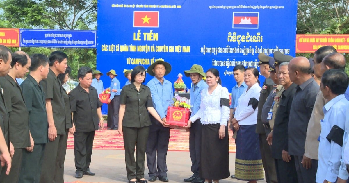 Trang nghiêm lễ tiễn, bàn giao hài cốt các liệt sĩ Việt Nam hy sinh tại Campuchia | Báo Gia Lai điện tử