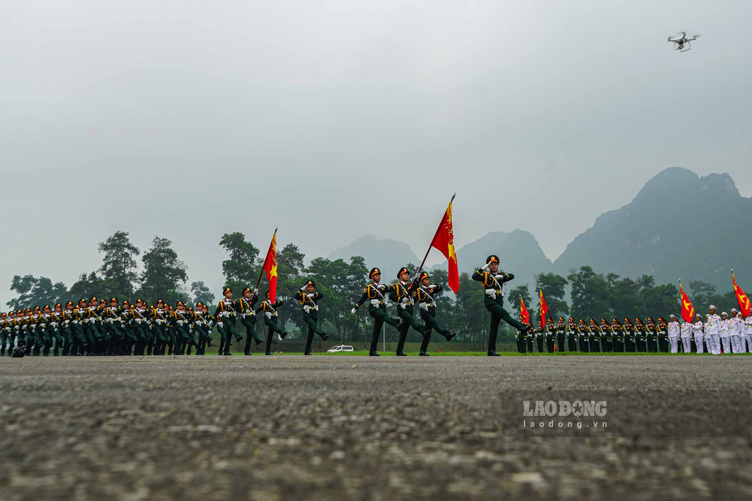 Army officers marching.