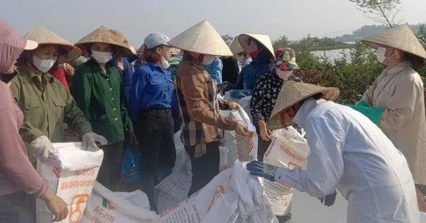 Se derrumba el dique del río Cau y miles de habitantes de Bac Giang desafían el sol para arreglarlo